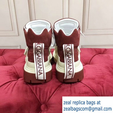 Dolce  &  Gabbana High-top Sneakers Creamy/Burgundy With Logo 2019